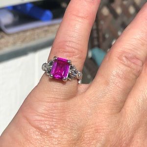 Mermaids Pink Sapphire Sterling Silver Ring Sz 6
